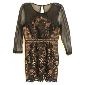 L’Atiste sheer, lace detailed black/beige dress